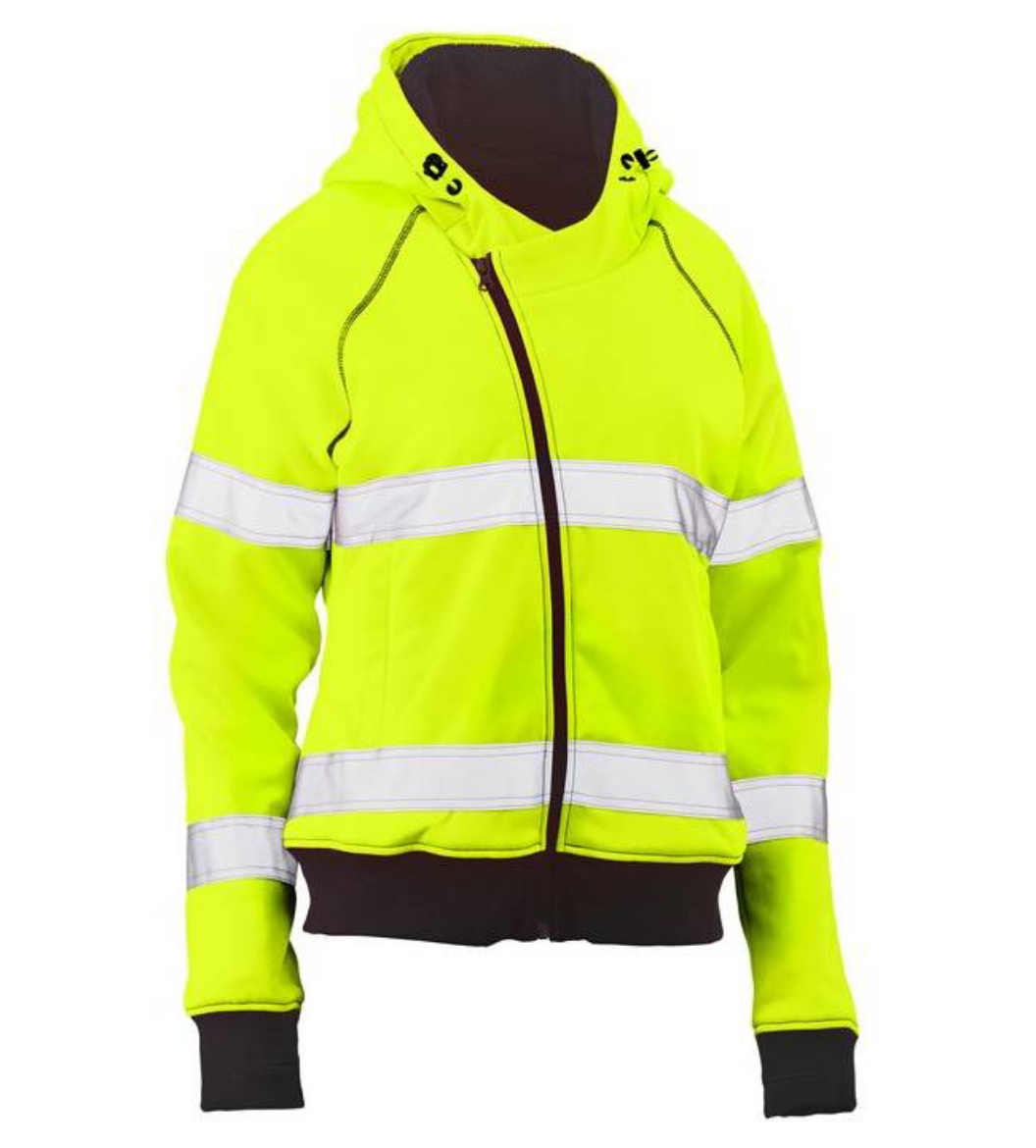 Picture of Bisley,Women's Taped Hi Vis Fleece Zip Front Hoodie With Sherpa Lining